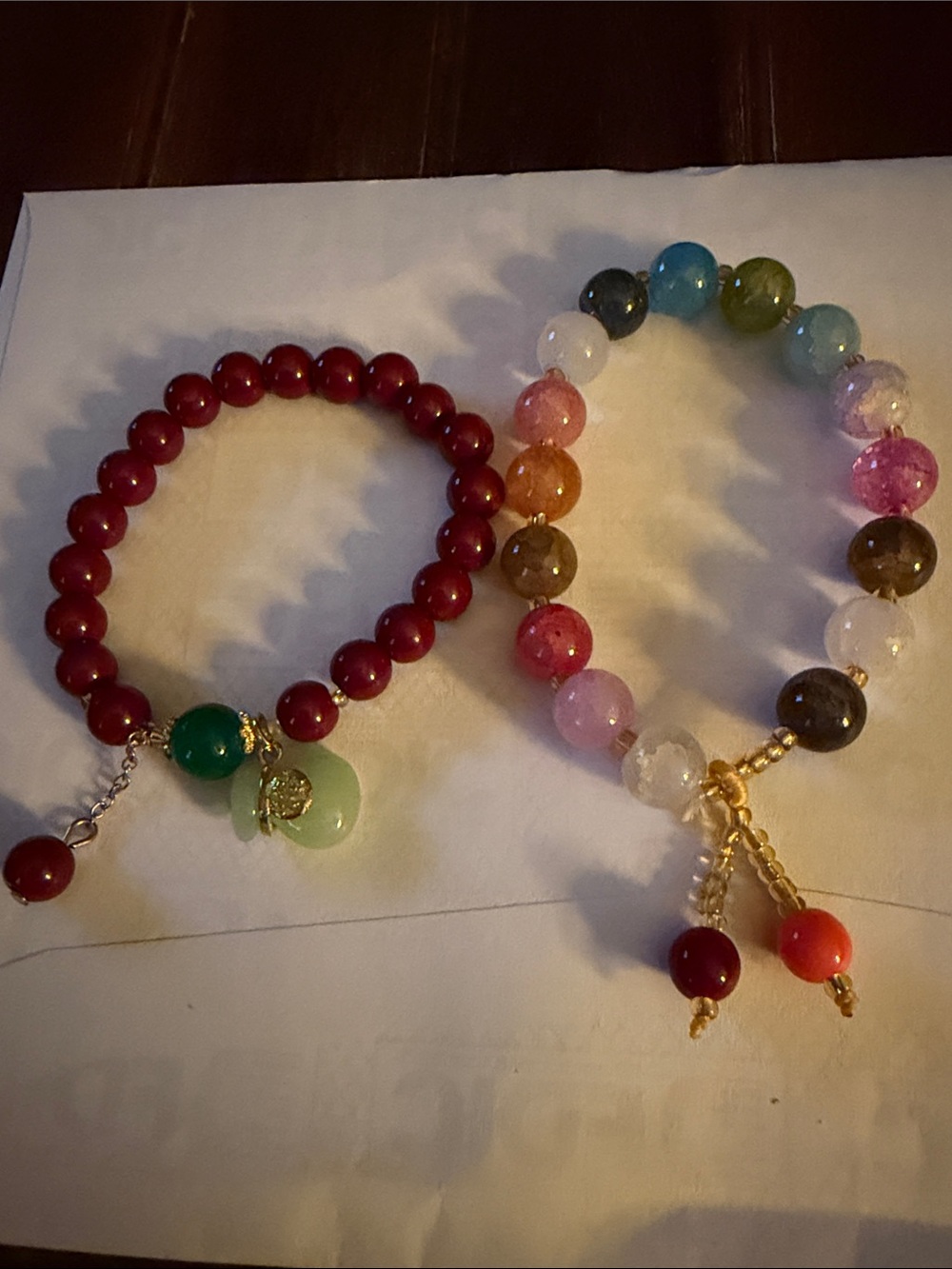 Oriental Multicolor and Burgundy Beaded Women’s Bracelet Set